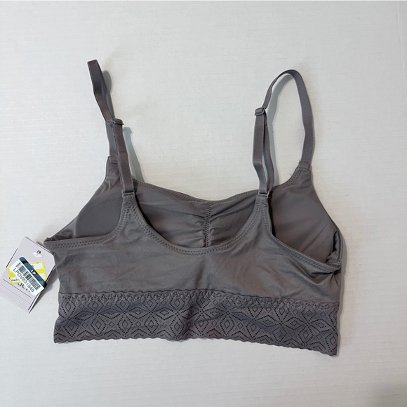 Auden Gray So Soft Bralette Lightly Lined Longline Scoop Lace Trim Women XS New - Picture 4 of 7